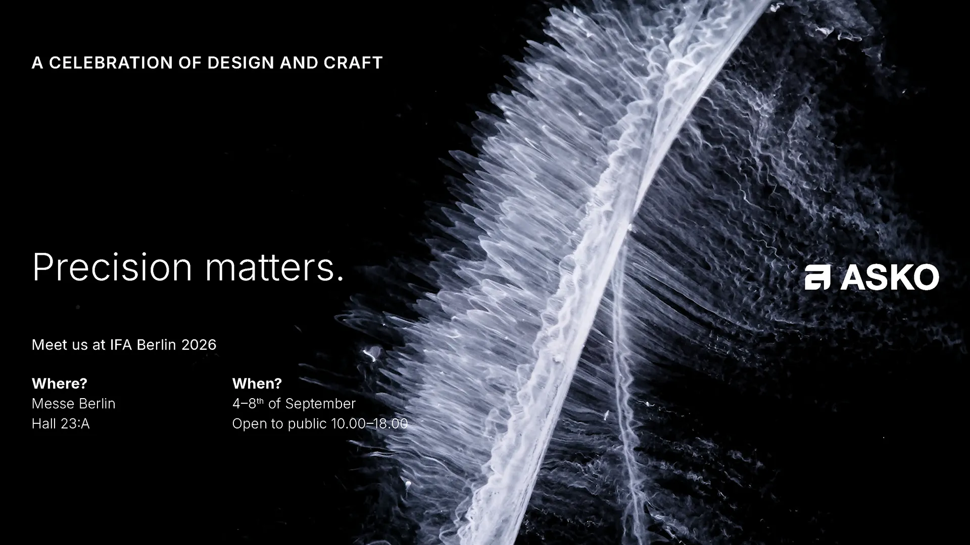 Invitation to visit ASKO at IFA Berlin 2026, Messe Berlin, Hall 23A, September 4-8.