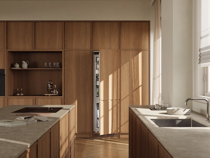 ASKO built-in combi refrigeration in wooden kitchen